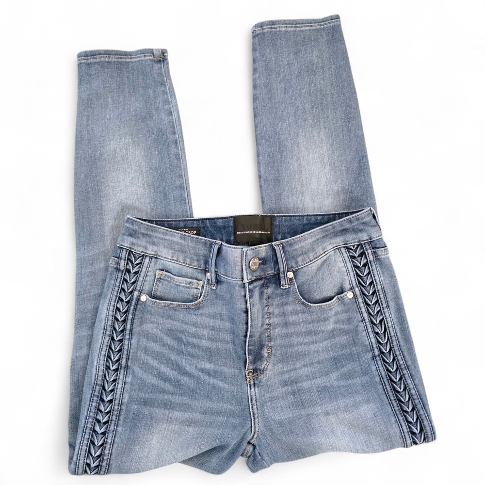 White House Black Market Blue Ankle Crop Skinny Jeans
